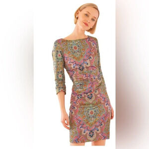 GRETCHEN SCOTT Jersey Corset Dress - Pleasantly Paisley in OLIVE Size XL (14)
